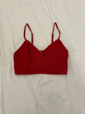 Red Ribbed Bralette Crop Top